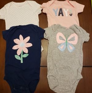 Carter's Four Baby Girl Pink and Navy Onies
